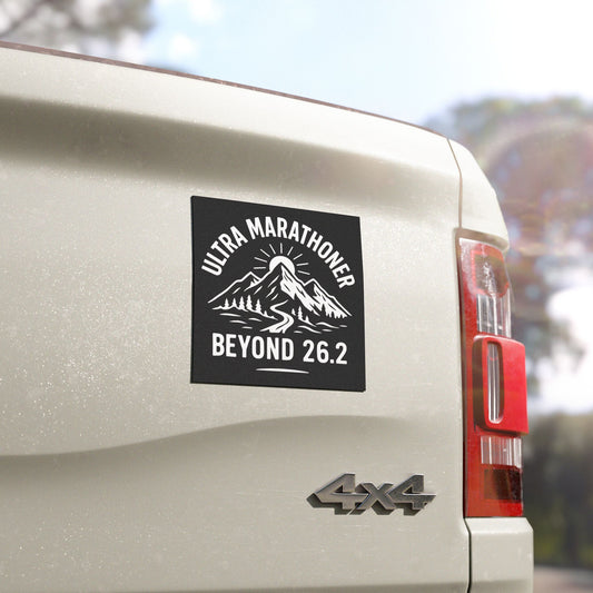 Ultra Marathoner Car Magnet - Outdoor Enthusiast Strong Finish, Gift for Runners, Motivational Car Decor